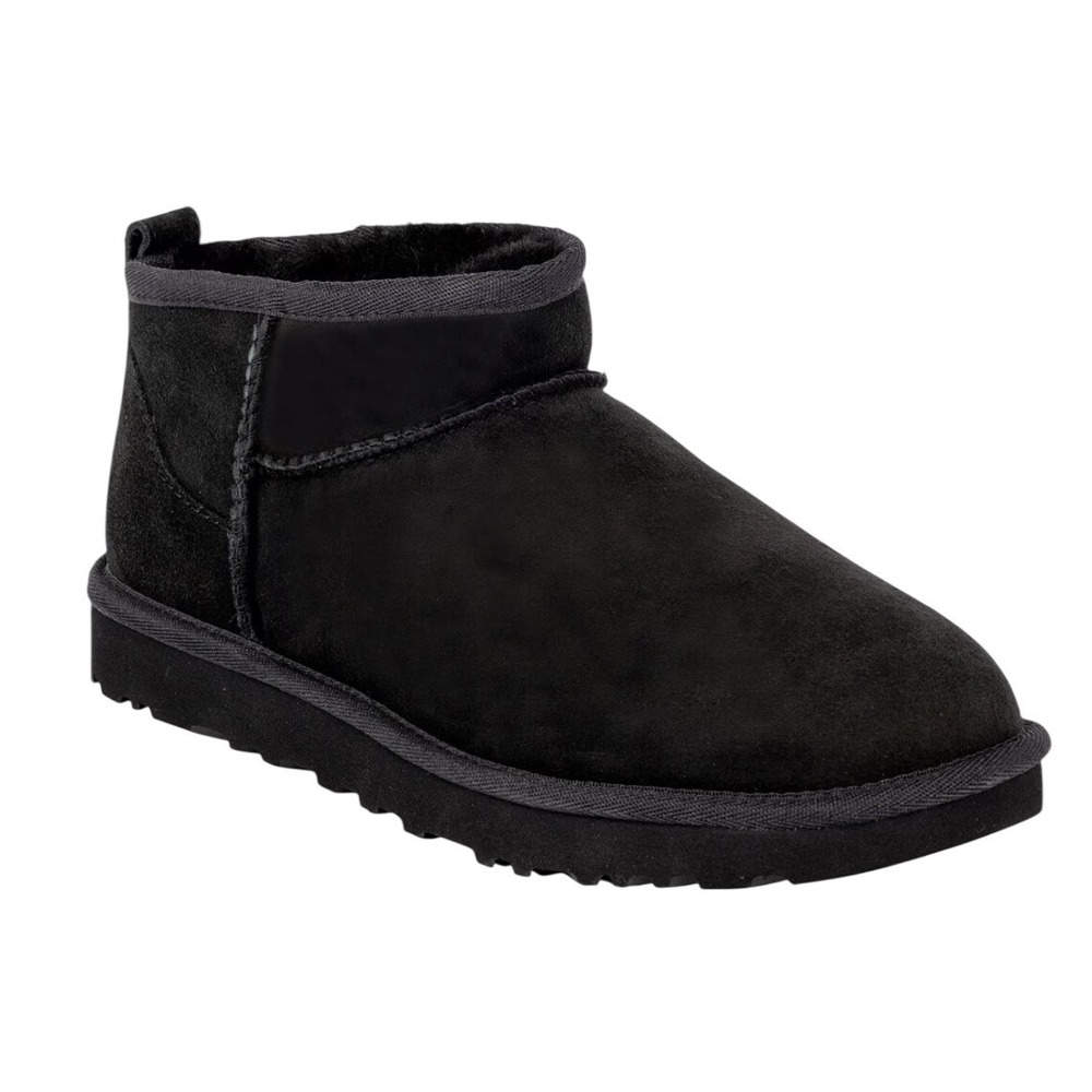 UGG Women Ultra Mini Boot Black Suede Ankle Booties 1116109 Size 7